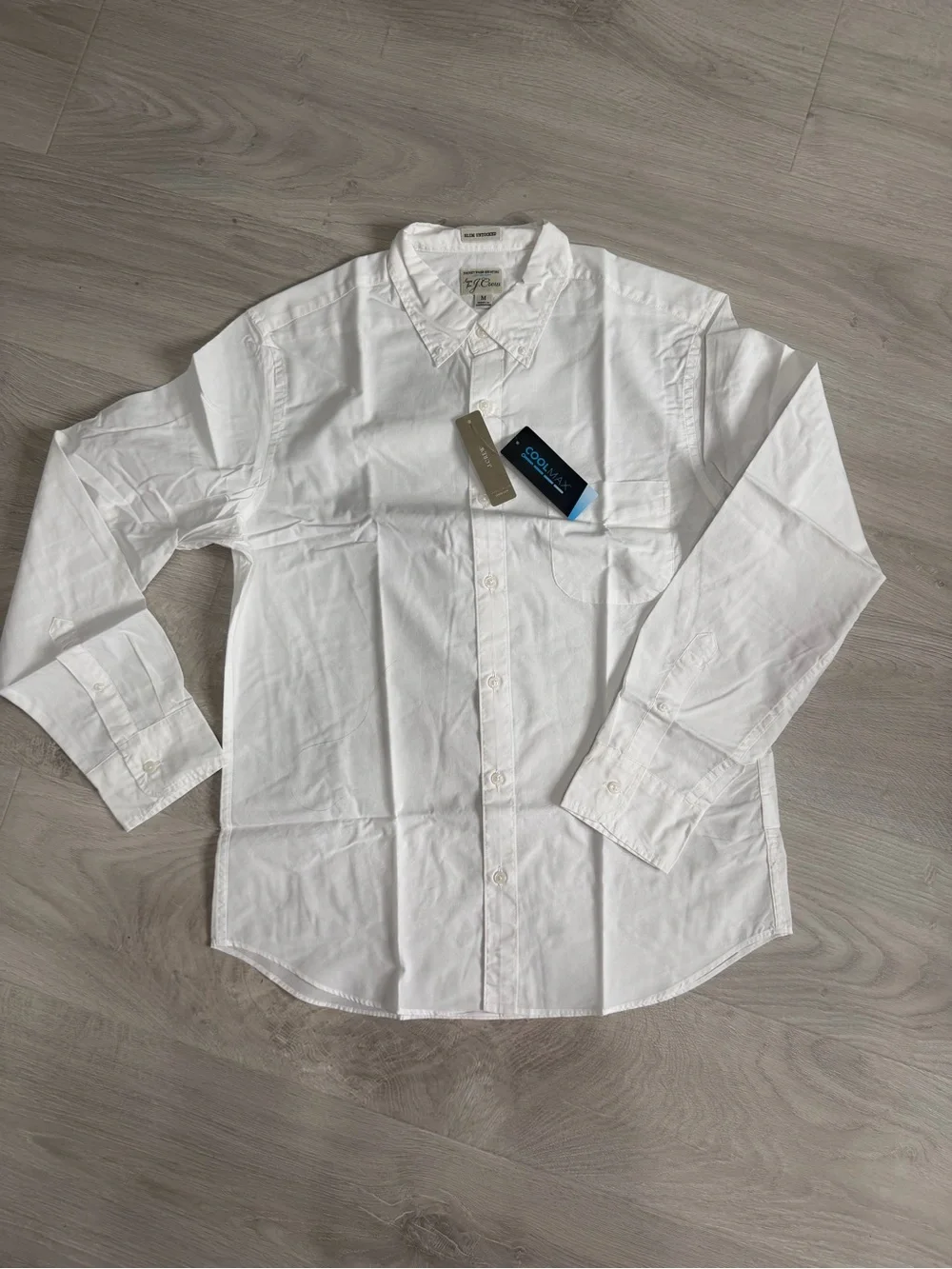 J. Crew Men's White Long-Sleeve Button-Up Shirt